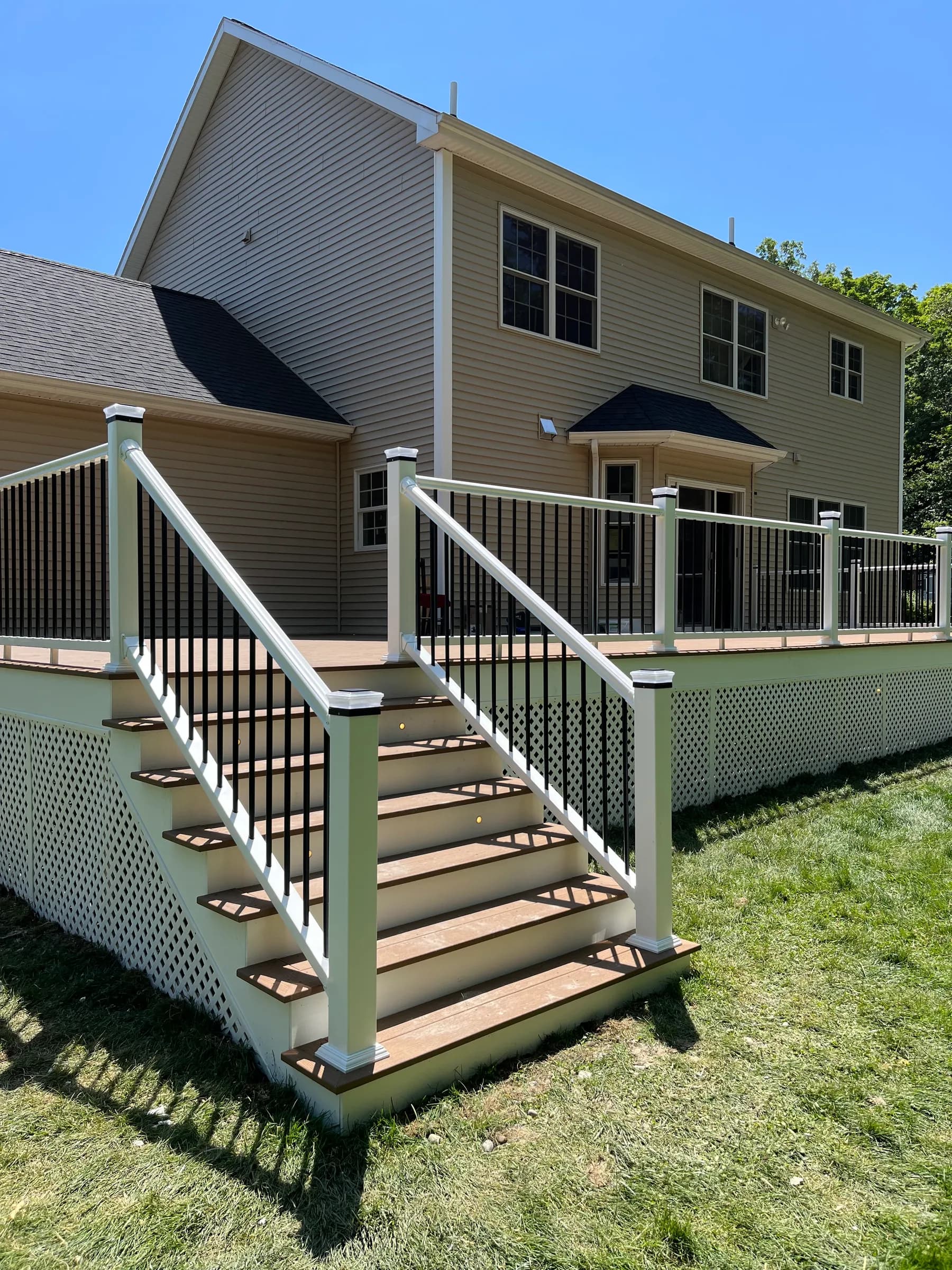 Elevated deck with pergola side view