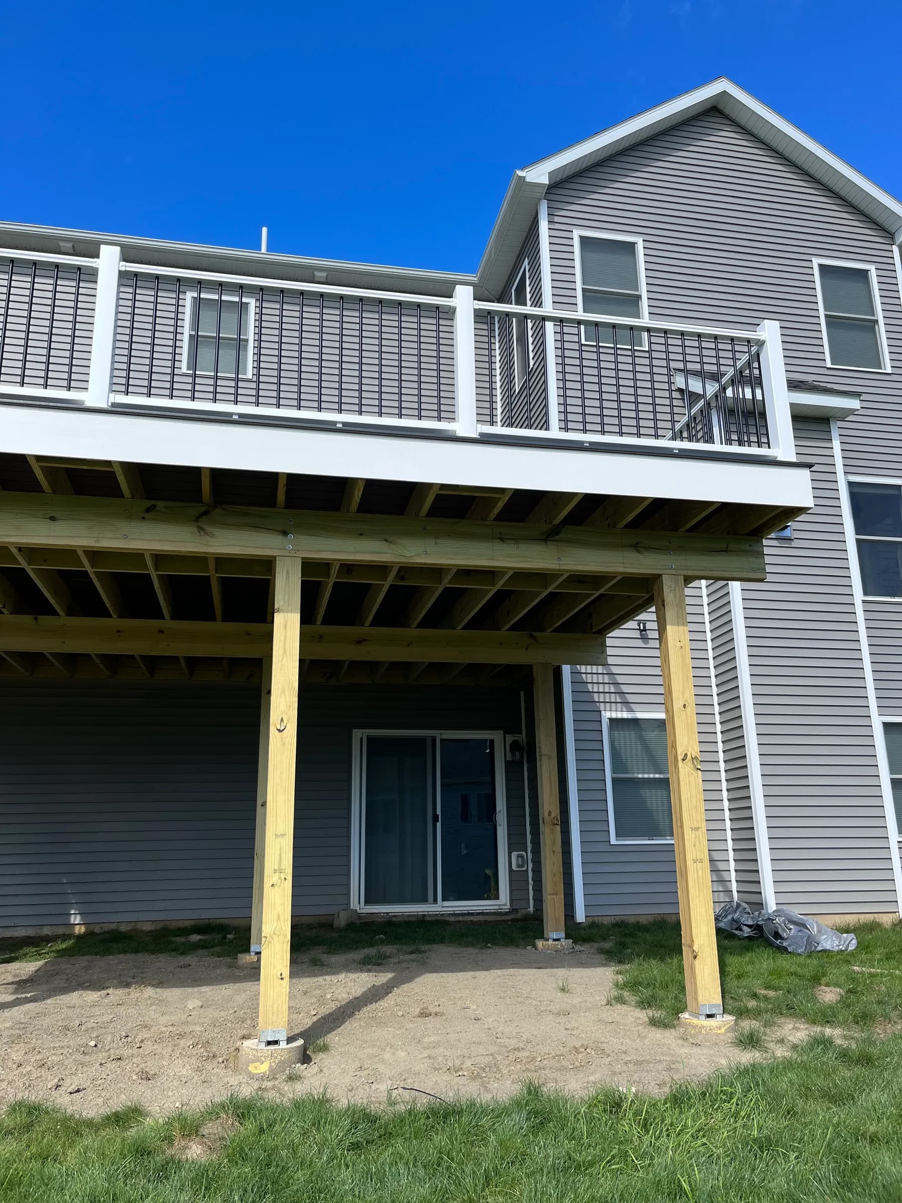 Under-deck structural framing close-up